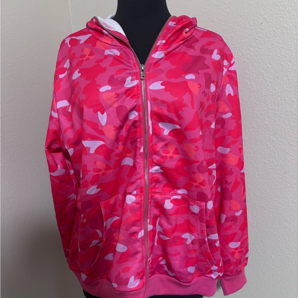 Pink Camo Zip-Up Hoodie